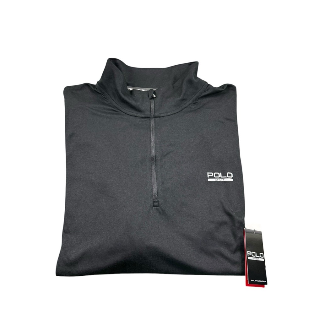 Polo Ralph Lauren Black Performance L/S 1/2 Zip Mens Spellout Pullover 2XLB NWT